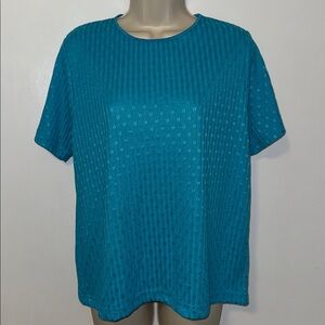 All Points Reference Point Short Sleeve Top T-Shirt Women’s L Large Malibu Blue